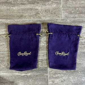 Crown Royal Noble Collection Purple Velvet Drawstring Bags Lot 2 Gold Logo
